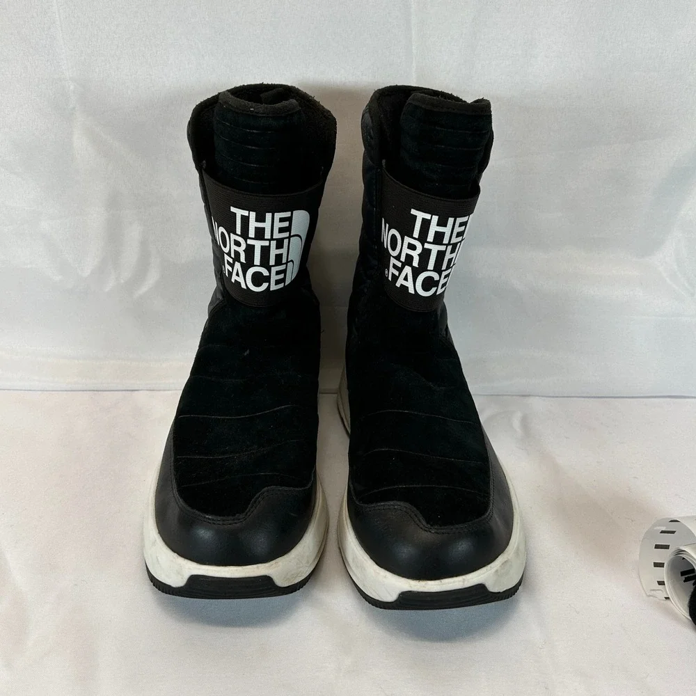 The North Face Nuptse Puffer Winter Boot Black White Waterproof Logo Strap 11